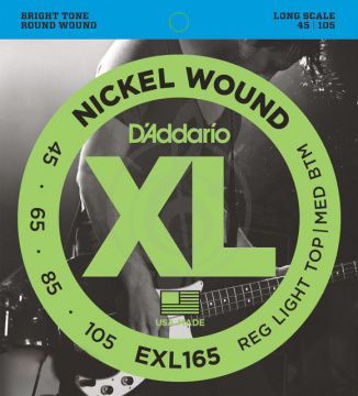 Изображение D'Addario EXL165 XL - Струны для бас-гитары 45-105